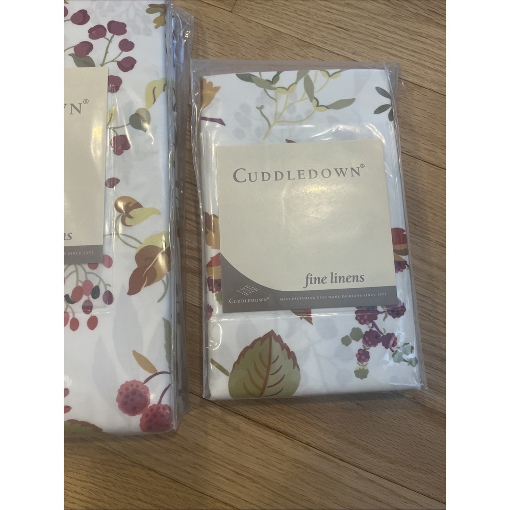 Cuddledown LENORA King Sheet Set 100% Cotton Leaves Berries, Fall Cottagecore - Picture 4 of 10